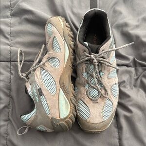 Merrell Women's Gray and Light Blue Hiking Shoes